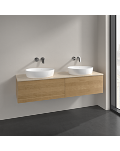Villeroy und Boch Antao vanity unit L39113HN 160x36x50cm, washbasin top colour botticino, honey oak, with lighting
