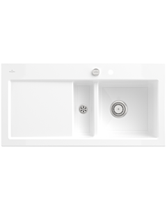 Villeroy & Boch Subway 60 évier encastrable 671202R1 à droite, avec garniture de vidage et commande excentrique, 1000 x 510 mm, blanc alpin