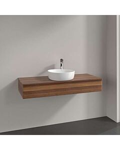 Meuble vasque Villeroy &amp; Boch Antao L10012HM avec éclairage, 1 tiroir, 1200 x 190 x 500 mm, façade lisse, finition Noyer Chaud / Noyer Chaud