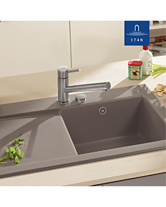 Robinet de cuisine Villeroy &amp; Boch Como 925111LC, basse pression, 12,5 l/min, flexibles de raccordement, acier inoxydable massif