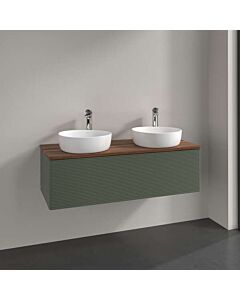 Villeroy &amp; Boch Antao vanity unit K35112HL 120x36x50cm, washbasin top color warm walnut, leaf green matt lacquer