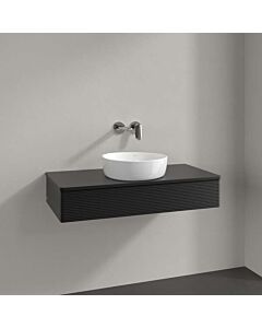 Meuble vasque Villeroy &amp; Boch Antao K09150PD 100 x 19 x 50 cm, percé pour robinetterie, plan vasque laqué noir mat.