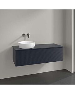 Villeroy &amp; Boch Antao vanity unit L33150HG with lighting, 1 drawer, 1200 x 360 x 500 mm, textured front, Midnight Blue Matt Lacquer / Midnight Blue Matt Lacquer