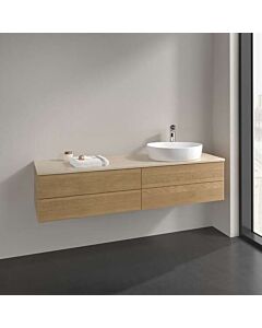 Villeroy und Boch Antao Waschtisch-Unterschrank K27053HN 160x36x50cm, Hahnloch, Waschbeckenplattenfarbe botticino, honey oak