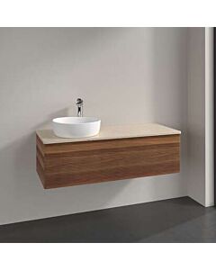 Villeroy &amp; Boch Antao vanity unit K33153HM 120x36x50cm, tap hole, washbasin top color botticino, warm walnut