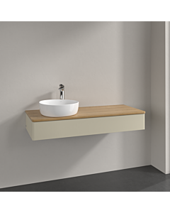 Villeroy &amp; Boch Antao vanity unit L11051HJ with lighting, 120x19x50cm, tap hole, washbasin top color honey oak, silk grey matt lacquer