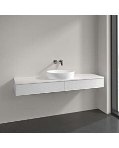 Meuble vasque Villeroy &amp; Boch Antao K14150GF 160 x 19 x 50 cm, percé pour robinetterie, plan vasque laquée blanc brillant