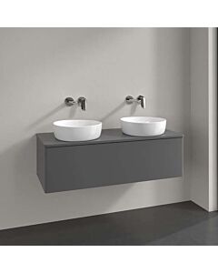 Villeroy &amp; Boch Antao vanity unit L35050GK with lighting, 1 drawer, 1200 x 360 x 500 mm, smooth front, Anthracite Matt Lacquer / Anthracite Matt Lacquer