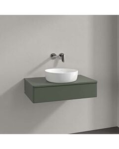 Meuble vasque Villeroy &amp; Boch Antao K08050HL 80 x 19 x 50 cm, percé pour robinetterie, coloris du plan vasque : vert feuille laqué mat