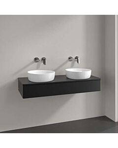 Villeroy und Boch Antao Waschtisch-Unterschrank K13050PD 120x19x50cm, Hahnloch, Waschbeckenplattenfarbe Lack, black matt lacquer