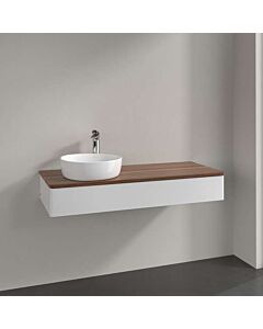 Villeroy &amp; Boch Antao vanity unit L11052GF with lighting, 1 drawer, 1200 x 190 x 500 mm, smooth front, Glossy White Lacquer / Warm Walnut