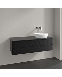 Villeroy und Boch Antao Waschtisch-Unterschrank K23150PD 120x36x50cm, Hahnloch, Waschbeckenplattenfarbe Lack, black matt lacquer