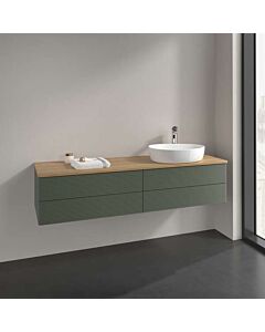 Villeroy und Boch Antao Waschtisch-Unterschrank K27151HL 160x36x50cm, Hahnloch, Waschbeckenplattenfarbe honey oak, leaf green matt lacquer