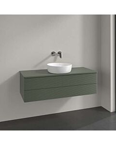 Villeroy &amp; Boch Antao vanity unit K21150HL 120x36x50cm, tap hole, washbasin top color: leaf green matt lacquer