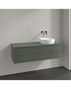 Villeroy und Boch Antao Waschtisch-Unterschrank K23150HL 120x36x50cm, Hahnloch, Waschbeckenplattenfarbe Lack, leaf green matt lacquer