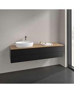 Villeroy &amp; Boch Antao vanity unit K26051PD 160x36x50cm, tap hole, washbasin top color honey oak, black matt lacquer