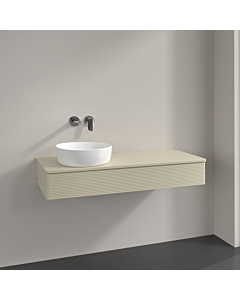 Villeroy &amp; Boch Antao vanity unit K11150HJ 120x19x50cm, tap hole, washbasin top color: silk grey matt lacquer