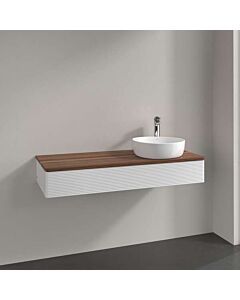 Villeroy und Boch Antao Waschtisch-Unterschrank L12112GF mit Beleuchtung, 1 Auszug, 1200 x 190 x 500 mm, Front mit Struktur, Glossy White Lacquer / Warm Walnut