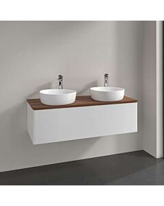 Villeroy und Boch Antao Waschtisch-Unterschrank K35012GF 120x36x50cm, Waschbeckenplattenfarbe warm walnut, glossy white lacquer
