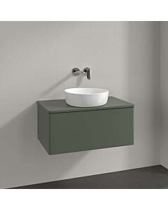 Meuble vasque Villeroy &amp; Boch Antao K30010HL 80x36x50cm, coloris du plan vasque : laque mate vert feuille