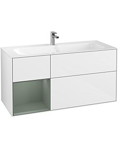Villeroy und Boch Finion Villeroy und Boch F060GMGF 119,6x59,1cm, étagère gauche Olive Matt Lacquer , laqué blanc brillant