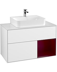 Villeroy und Boch Finion Villeroy und Boch Finion F121HBGF 100cm, cover plate white matt, shelf on the right Peony , glossy white lacquer