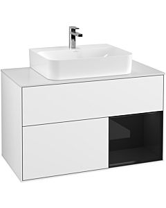 Villeroy und Boch Finion Villeroy und Boch Finion F121PHGF 100cm, cover plate white matt, shelf on the right Glossy Black Lacquer , glossy white lacquer