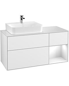 Villeroy und Boch Finion Waschtischunterschrank F151GFGF 120cm, Abdeckplatte white matt, Regal rechts Glossy white lacquer, Glossy white lacquer