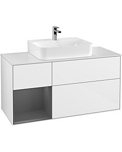 Villeroy und Boch Finion Villeroy und Boch Finion F161GKGF 120cm, cover plate white matt, shelf on the left anthracite matt, glossy white lacquer