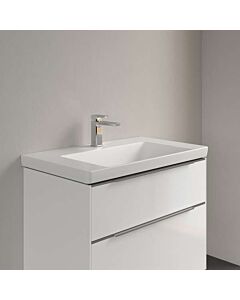 Meuble vasque Villeroy &amp; Boch Subway 3.0 80 cm 4A7081RW avec 1 trou de robinetterie, sans trop-plein, finition Céramique Blanc PierrePlus
