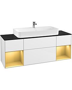 Villeroy und Boch Finion Villeroy und Boch Finion F212HFGF 160cm, cover plate black matt, shelves gold matt lacquer, glossy white lacquer