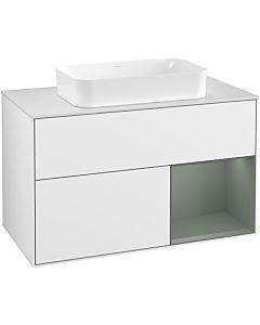 Villeroy und Boch Finion Villeroy und Boch Finion F251GMGF 100x60.3cm, cover plate white matt, shelf on the right Olive Matt Lacquer , glossy white lacquer