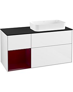 Villeroy und Boch Finion Villeroy und Boch Finion F272HBGF 120cm, cover plate black matt, shelf on the left Peony , glossy white lacquer