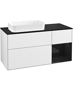 Villeroy und Boch Finion Villeroy und Boch F282PHGF 120cm, plaque de finition noir mat, étagère à droite Glossy Black Lacquer , laqué blanc brillant