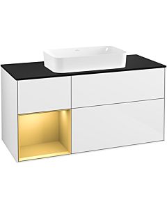 Villeroy und Boch Finion Villeroy und Boch Finion F292HFGF 120cm, cover plate black matt, shelf left gold matt, glossy white lacquer