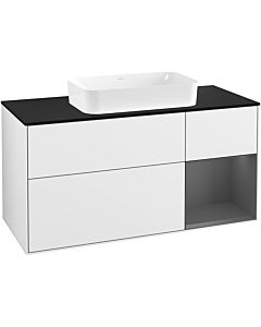 Villeroy und Boch Finion Villeroy und Boch Finion F302GKGF 120cm, cover plate black matt, shelf on the right anthracite matt, glossy white lacquer
