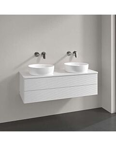 Villeroy und Boch Antao Waschtisch-Unterschrank L24150GF mit Beleuchtung, 2 Auszüge, 1200 x 360 x 500 mm, Front mit Struktur, Glossy White Lacquer / Glossy White Lacquer