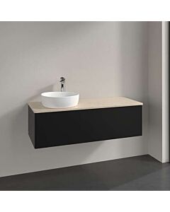 Meuble vasque Villeroy &amp; Boch Antao K33013PD 120 x 36 x 50 cm, plan vasque couleur Botticino, laque noire mate