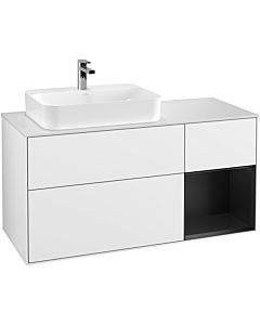 Villeroy und Boch Finion Villeroy und Boch Finion F401PDGF 120cm, cover plate white matt, shelf on the right black matt lacquer, glossy white lacquer