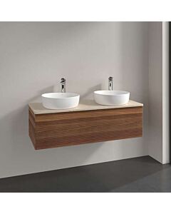 Villeroy &amp; Boch Antao vanity unit K35153HM 120x36x50cm, tap hole, washbasin top color botticino, warm walnut