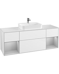 Villeroy und Boch Finion Waschtischunterschrank F451GJGF 160x60,3cm, Abdeckplatte white matt, Regale Light grey matt lacquer, Glossy white lacquer