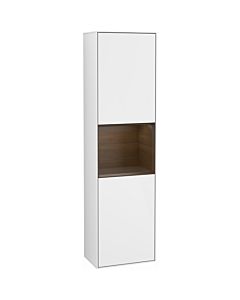 Villeroy und Boch Finion Hochschrank F460GNGF 41,8x151,6x27cm, links, Regal Walnut veneer, Glossy white lacquer