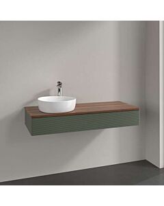 Villeroy &amp; Boch Antao vanity unit K11112HL 120x19x50cm, washbasin top color warm walnut, leaf green matt lacquer
