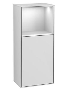 Villeroy und Boch Finion side cabinet F500HGGF 41.8x93.6x27cm, left, shelf above Midnight Blue Matt, Glossy white lacquer
