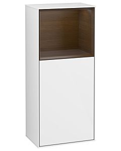 Villeroy und Boch Finion Seitenschrank F510GNGF 41,8x93,6x27cm, rechts, Regal oben Walnut veneer, Glossy white lacquer