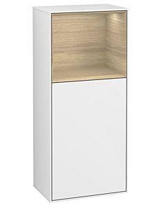Villeroy und Boch Finion side cabinet F520PCGF 41.8cm, left, charging station, shelf Oak Venerr, Glossy white lacquer