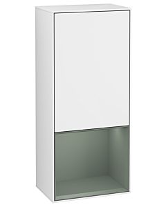 Villeroy und Boch Finion Seitenschrank F550GMGF 41,8x93,6x27cm, rechts, Regal unten Olive Matt, Glossy white lacquer