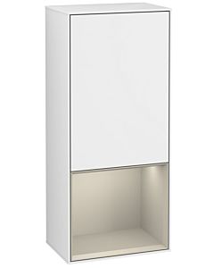 Villeroy und Boch Finion Seitenschrank F550HHGF 41,8x93,6x27cm, rechts, Regal unten Sand Matt, Glossy white lacquer