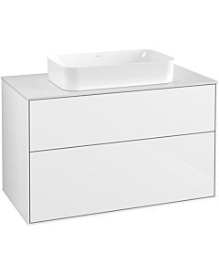 Villeroy und Boch Finion Waschtischunterschrank F64100GF 100x60,3x50,1mm, Glass White Matt, Glossy white lacquer