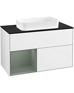 Villeroy und Boch Finion Villeroy und Boch F652GMGF 100x60.3x50.1cm, étagère à gauche Olive Matt Lacquer , laqué blanc brillant